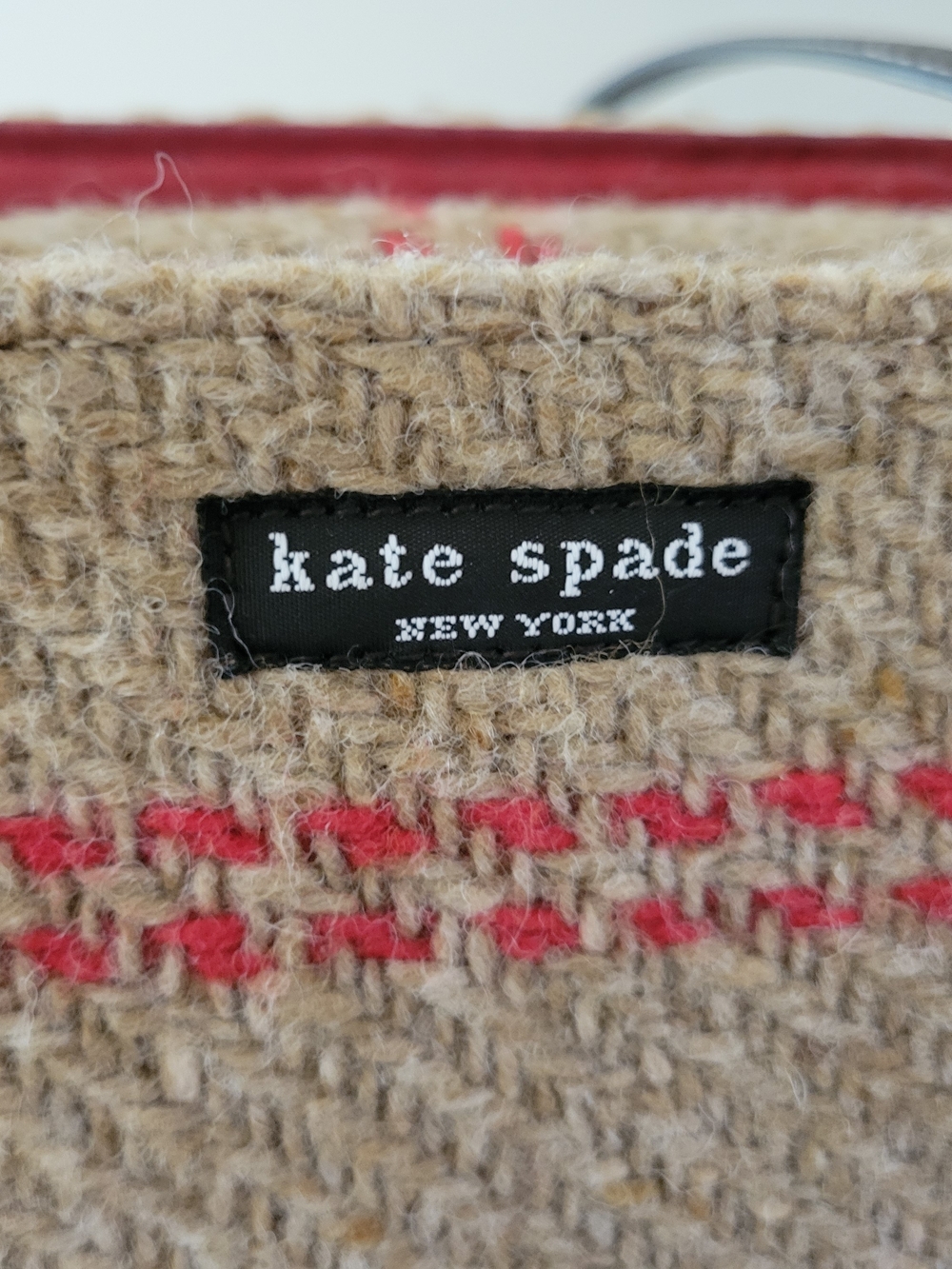 kate spade Red & Beige Plaid Wool Tote - Picture 2 of 9